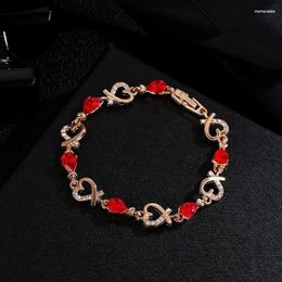 Lien Bracelets Chaîne Femmes Cristal Zircon Amour-Coeur Conception De Mode Bracelet À La Main En Alliage Bijoux Cadeaux PR Vente Raym22