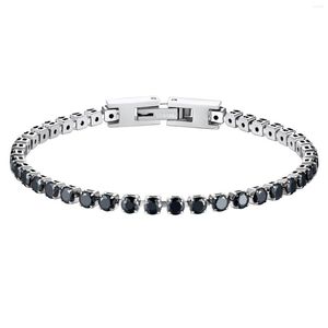 Bracelets à maillons ChainsPro Bracelet de tennis classique en zircon cubique pour femme en acier inoxydable plaqué or 18 carats clair/noir taille 6,5/7,5 pouces