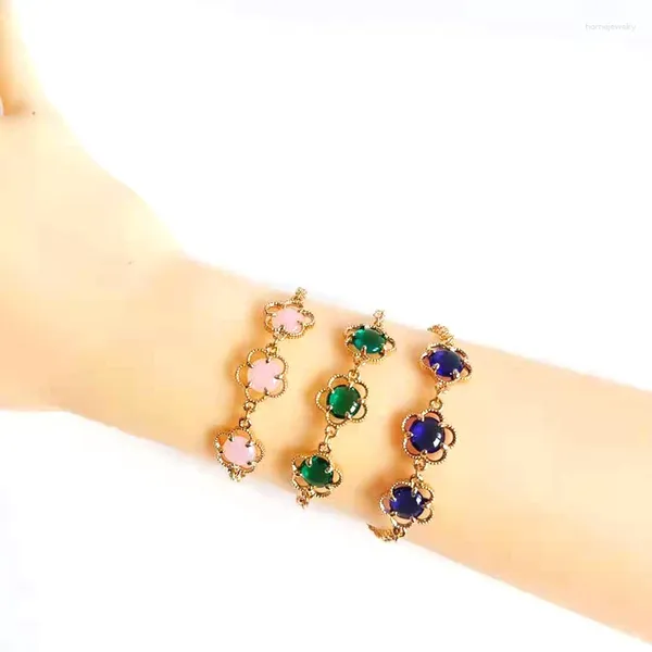 Bracelets à maillons Bracelet à breloques couleur perle cristal réglage forme de fleur chaîne en métal plaqué moulé sous pression connecter pour femmes filles cadeau