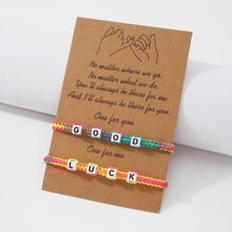 Pulseras de eslabones, pulsera de amuleto para la amistad, 2 unidades/juego, brazaletes de cuentas de amor tejidas a mano, cadena de cuerda de deseo de la suerte para hombre y mujer, joyería para parejas