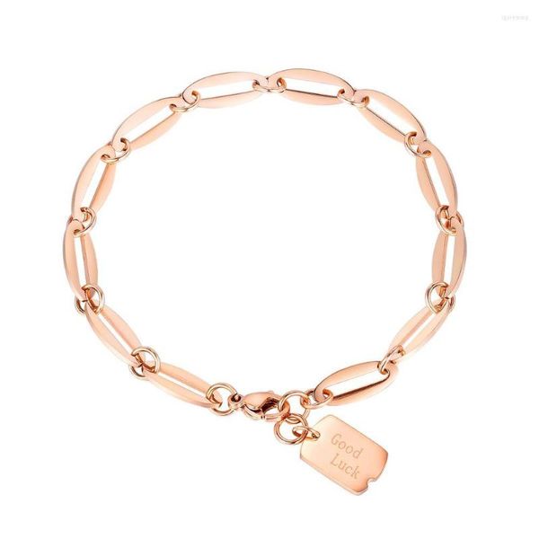 Enlace pulseras encantos carta oro rosa diseñador para mujeres 2022 moda amistad Kpop accesorios Bijoux Acier Inoxydable venta al por mayor