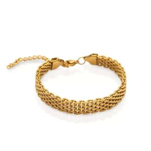 Bracelets à maillons Chic en acier inoxydable pour femmes, Design de Texture métallique occidentale, bijoux tendance, cadeau pour dames, 18 K