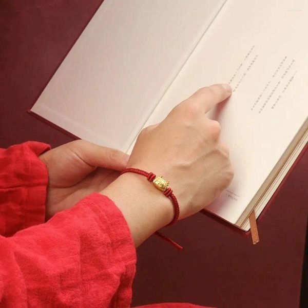 Bracelets à maillons Style chinois Dragon année Bracelet boulette main corde chanceux rouge bijoux accessoires zodiaque Fortune cadeau