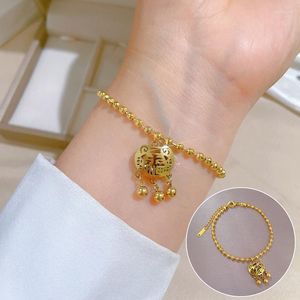 Bracelets à maillons Style chinois Bracelet de verrouillage longue durée pour femmes Vintage en acier inoxydable perle boule chaîne bracelets réglables bijoux de mode