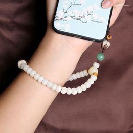 Link Armbanden Chinese Stijl Witte Jade Bodhi Handgemaakte Mobiele Telefoon Hanger
