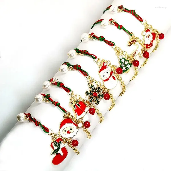 Bracelets à maillons en alliage, cadeau de noël, ornements, bonhomme de neige, cerf, flocon de neige, cloche, arbre, mode personnalisée