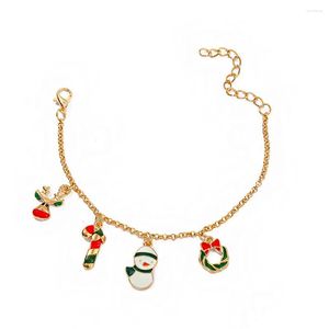 Link armbanden kerstthema touw armband sneeuwman kerstboom legering hanger vrouwen kind geschenken feest sieraden