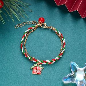 Bracelets à maillons de Noël en corde tressée de trois couleurs pour femmes, pendentif flocon de neige, goutte d'huile, bijoux d'amitié tendance