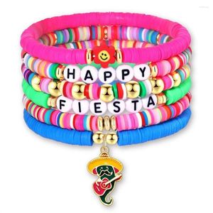 Bracelets de liaison Cinco de Mayo Fiesta Bracelet Stryme ethnique Guitare à thème mexicain Pinatas Pepper Pendant