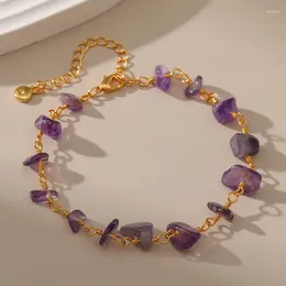 Lien Bracelets Bracelet classique violet cristal pierre gravier conception irrégulière créative réglable bibelots accessoires en gros 130