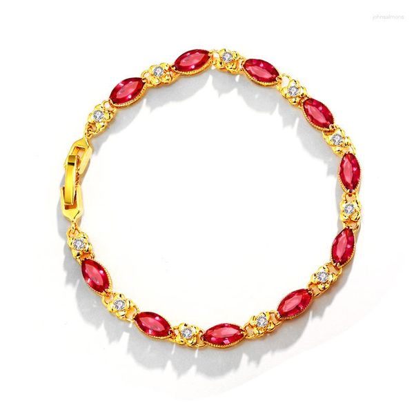 Braccialetti a maglie Classico zircone Fascino Pietra portafortuna Pavimenta CZ Bracciale rosso verde per donna Lady Girl Gioielli squisiti Avanzati