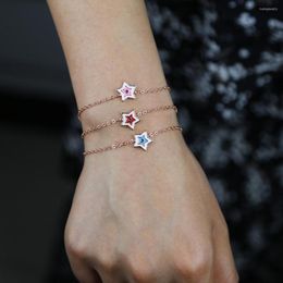 Lien Bracelets liquidation vente cadeau de noël Promotion mode femmes jeune fille bijoux coloré émail mignon belle étoile Bracelet