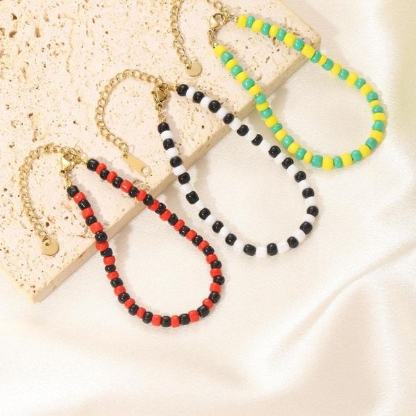 Pulseras de eslabones coloridos cuentas de orula religiosas amuleto amarillo y verde bohemia pequeños regalos tendencia de moda decoración de excursión para mujeres joyería