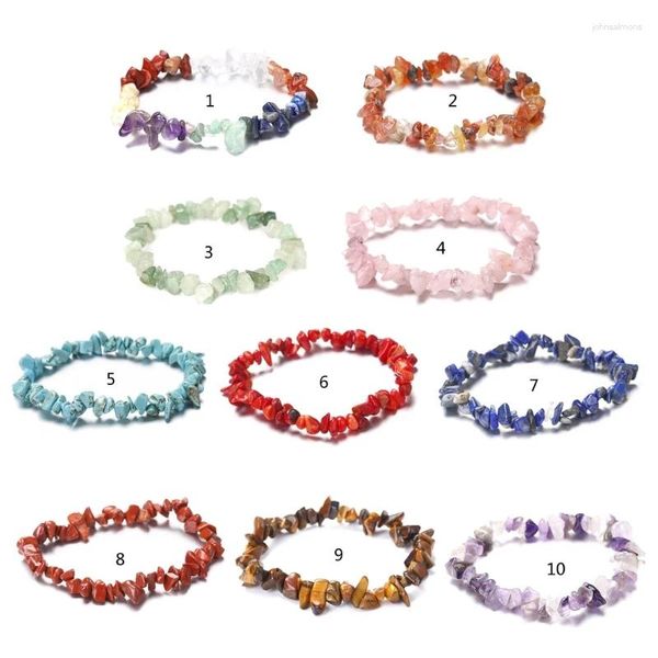 Bracelets liens pierres colorées de gravier cristallin Chakras Bracelet de perles de pierres de pierres naturelles