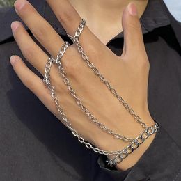 Link armbanden cool zilveren kleur metalen ketting heren polsbanda voor vrouwen punk mode geometrische ring sieraden persoonlijkheid geschenken pulsera