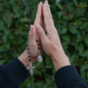 Bracelets à maillons CottvoRosary Perles Bracelet Italie Roma San Pietro Vatican Saint-Père Pendentif Main Tenant Bénédiction Bijoux Catholiques