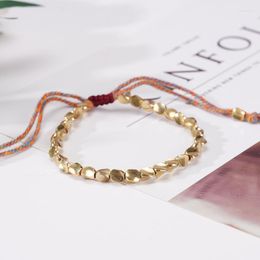 Bracelets à maillons Couples avec objets de collection tissés - Ligne d'autographes Perle de cuivre en forme spéciale Glands perlés sur la corde