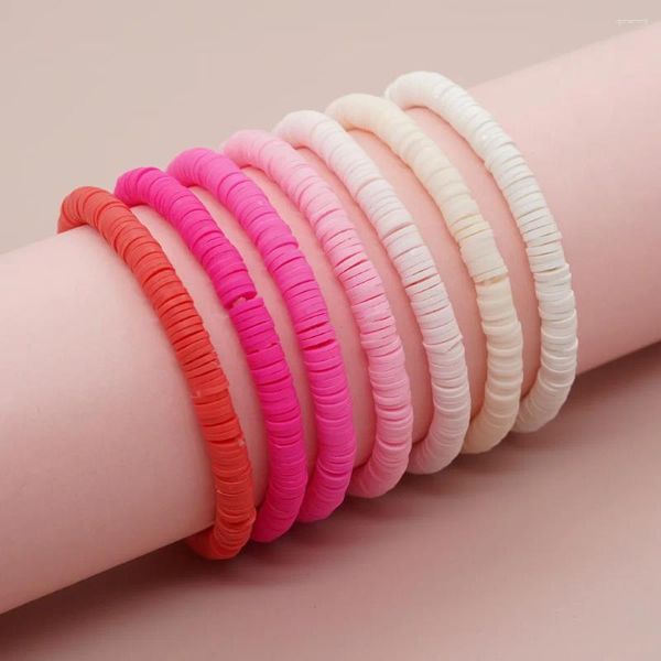 Pulseras de eslabones transfronterizos Amazon Costa oeste Bohemio Minimalista Color caramelo Pulsera de arcilla suave Conjunto de siete piezas en los Estados Unidos