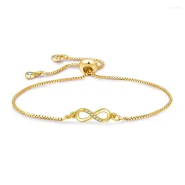Bracelets à maillons en cristal de Zircon cubique, couronne croisée infini, 8 chaînes en cuivre, breloques réglables pour femmes, bijoux cadeaux de fête
