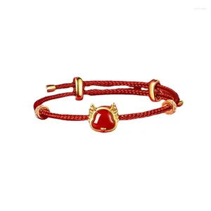 Link Armbanden Leuke Dragon Series Red Agate armband voor dameslicht luxe jaar touw handgemaakte sieraden