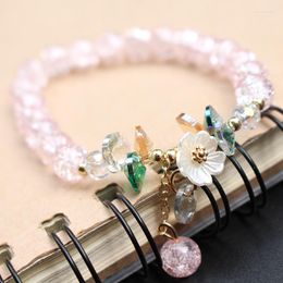 Link Armbanden schattige roze glasblauw knetelarmband sieraden voor vrouwen accessoires pulseras pulseira joyas bloemen kristal bijoux mode