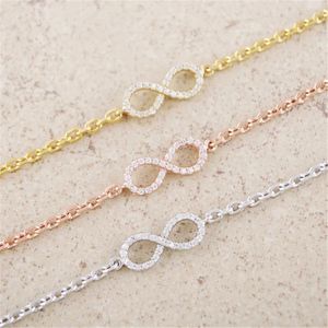 Bracelets à maillons CZ en cristal Infinity, breloque brillante, cadeau, bijoux pour femmes et filles