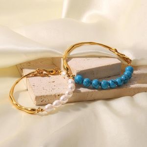 Link Armbanden Beste Life Gepersonaliseerde Vintage Bracelet Light Luxe Luxe Natural Pearl / Blue Turquoise vrouwen sieraden