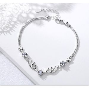 Link armbanden herten heeft je zilveren armband Japans en Korean Simple Little Antlers Ladies Chain Student Girlfriends Couple sieraden