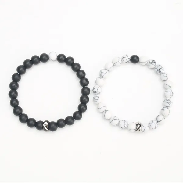 Bracelets de liaison Design Black blanc perlé assortir le coeur couple Bracelet pour femmes hommes mode yin yang tissage de bijoux d'amitié