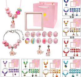 Bracelets à maillons Kit de bracelet de perles bricolage pour filles acrylique grand trou perles breloques faites à la main collier trouver des accessoires de fabrication de bijoux cadeau