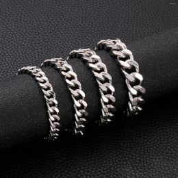 Bracelets à maillons Mode dominatrice Simple bordure polie chaîne cubaine 12mm largeur Bracelet en acier inoxydable pour hommes accessoires de bijoux