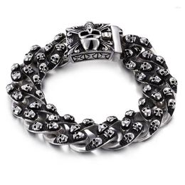 Pulseras de eslabones para hombre, pulsera de acero de titanio con calavera Retro dominante, personalidad, Rock, Punk, cabeza de fantasma, accesorios masculinos