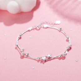 Lien Bracelets Bracelet Étoile Double Couche Étudiantes Style Coréen Boule Givrée Pentacle Polyvalent Main Décoration Cadeau De Fête D'anniversaire