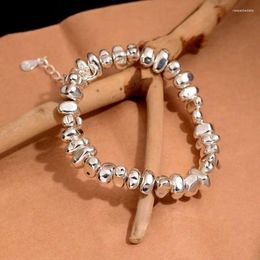 Bracelets à maillons pour femmes, couleur argent, mode coréenne, bijoux Y2k, perles simples, élégants