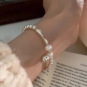 Bracelets de liaison Bracelet de mode coréen Draweye pour femmes Balles rondes couleurs argentées bijoux rétro simple élégant y2k pulseras mujer