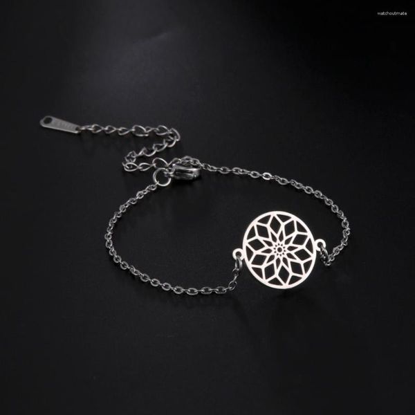 Bracelets à maillons Dreamtimes femmes cercle Lotus pendentif Bracelet hommes en acier inoxydable accessoires de mode bijoux fins cadeaux