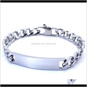 Lien, bracelets Drop Livraison 2021 100% en acier inoxydable Bracelet d'identification Hommes Bijoux rétro T et Co Curb Chaîne cubaine 9 mm Largeur 8 