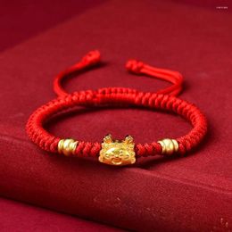 Pulseras de enlace Dumpling Dragon Year Bracelet retro Estilo chino Fortuna Hand Rope Zodiac Red Red Decoración