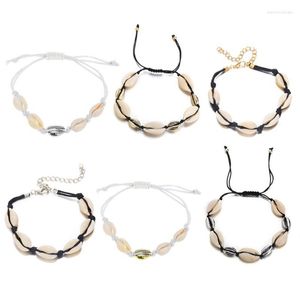 Bracelets à maillons E15E pour femmes, mode mer, corde blanche et noire, déclaration d'été, conque, grands Pendientes