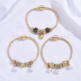 Bracelets de liaison bracelet de pendentif perlé élégant pour femme luxe zircon minuscule spot géométrie de la mode