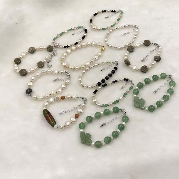 Bracelets à maillons ELEISPL, bijoux, vente en gros, 12 pièces, Style mixte, perles FW réelles avec d'autres perles, #498-29