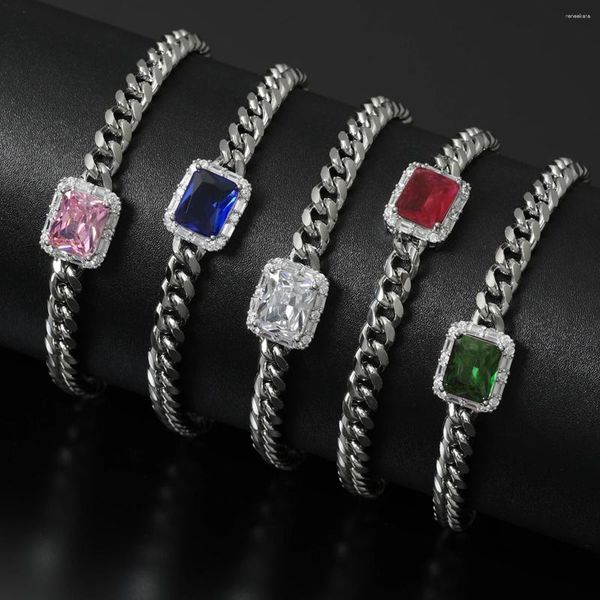 Bracelets à maillons émeraude pierres précieuses diamants bracelet charme Tennis couleur argent or bijoux fins boîte en gros