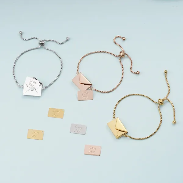 Bracelets à maillons Bracelet enveloppe Couple classique lettre charme réglable chaîne en acier inoxydable pour les femmes gravées bijoux de mode cadeau