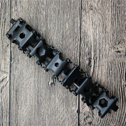 Link Bracelets Est Pulsera de muñeca Correa de metal de acero inoxidable con herramienta Destornillador Clip Aguja para viajes Escalada