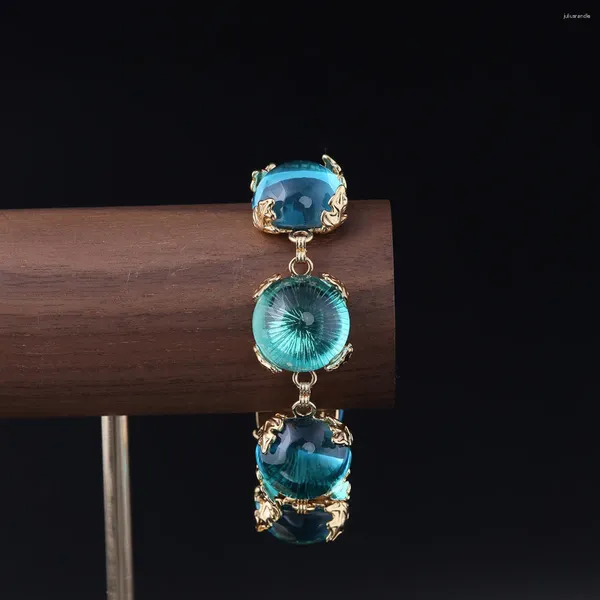 Pulseras de enlace Europa y la moda de los Estados Unidos Blue Huevo Fideos Exquisito Glass Bracel