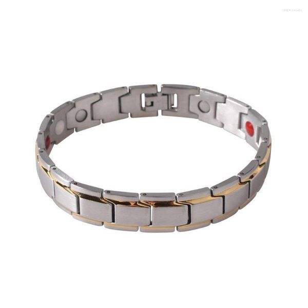 Pulseras de eslabones Pulsera magnética para hombres europeos y americanos Hematita Titanio Acero Desmontable Brazalete Hombres Joyería Caída