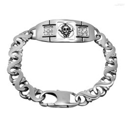 Link Armbanden Europese En Amerikaanse Persoonlijkheid Schedel Diamant Titanium Stalen Armband Super Textuur Mannen Mode Accessoires CE317
