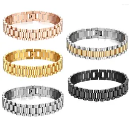 Bracelets à maillons en acier inoxydable européen et américain pour Couples, chaînes de montre pour hommes à la mode de 15mm avec réglable