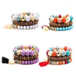 Bracelets à maillons F19D, perles empilables pour femmes, bracelet coloré multicouche extensible