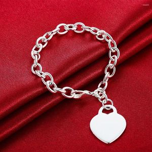 Lien Bracelets Usine Directe Mode 925 Timbre Argent Couleur Bracelet Pour Femme Simple Coeur Carte Chaîne Fine Bijoux Cadeaux De Fête De Mariage